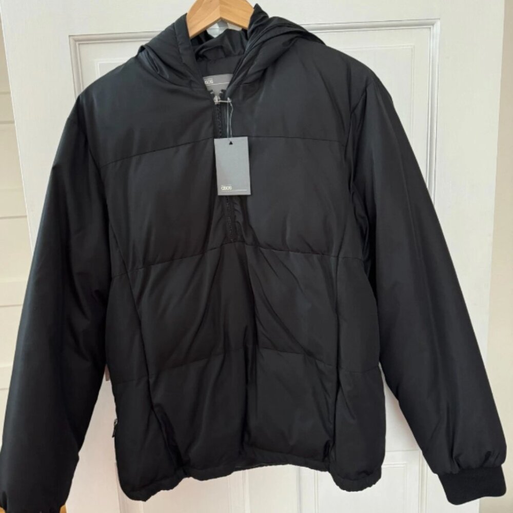 ASOS Pull-Over Puffer Hooded Winter Jacket Black Size M NWT